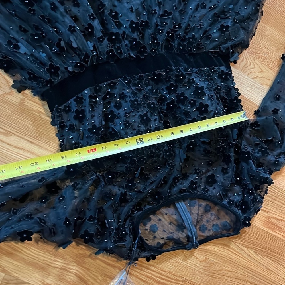 Mac Duggal Embellished Illusion High Neck Long Sleeve Fit & Flare Size 14 NWT - Picture 6 of 13